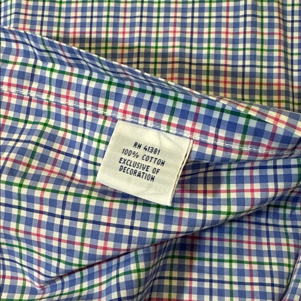 Polo Ralph Lauren mens 2XLT Tall blue check plaid button up casual shirt EUC